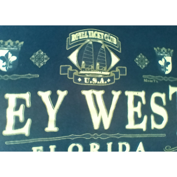 VTG 90s Florida Key West Adult XL T-shirt Single Stitch Navy Tee Hanes Hvwt USA - Picture 4 of 7